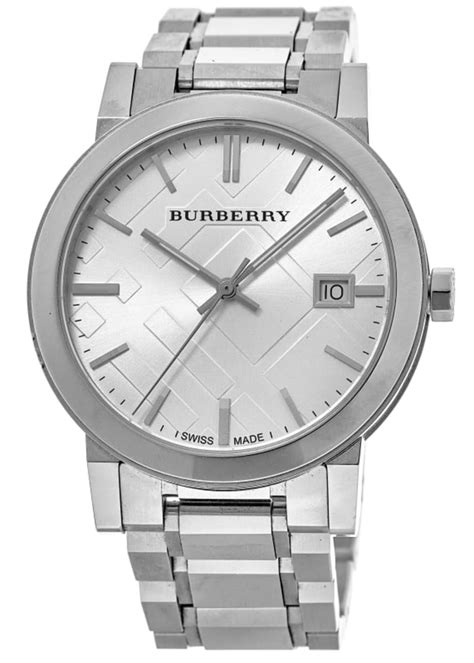 burberry large check stainless steel men's watch bu9000|Burberry Silver Dial Stainless Steel Unisex Watch BU9000.